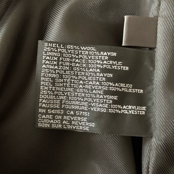 Ellen Tracy Black Wool/Faux Fur Trim Full Length Winter Coat - Picture 7 of 8